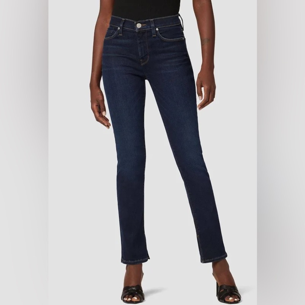 HUDSON Mid-rise Nico Straight Ankle Jeans w/ slit